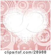 Poster, Art Print Of White Grunge Heart Bordered By A Background Of Pink Circles