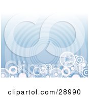 Clipart Illustration Of A Border Of White Circles Along The Bottom Edge Of A Blue Background With A Faded Giant Circle