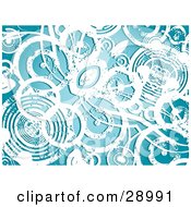 Clipart Illustration Of A Background Of Grungy White Circles Over Blue