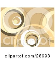 Poster, Art Print Of Brown Tan And White Background Of Large Retro Circles