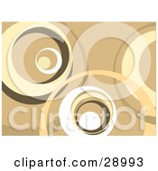 Clipart Illustration Of A Brown Tan And White Background Of Large Retro Circles