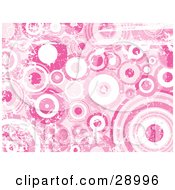 Clipart Illustration Of A Grunge Background Of Scuffed Pink And White Circles