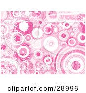 Poster, Art Print Of Grunge Background Of Scuffed Pink And White Circles