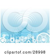 Clipart Illustration Of A Repeat Circle In The Center Of A Gradient Blue Background With White Circles Along The Bottom