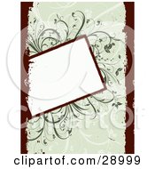 Poster, Art Print Of Slanted Blank White Text Box Over A Green Background Of Vines With Dark Red Grunge Borders On The Left And Right Sides