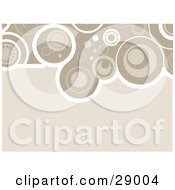 Clipart Illustration Of A Beige Background Bordered By White And Brown Retro Circles At The Top