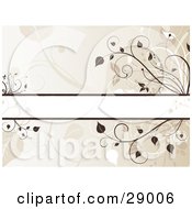 Poster, Art Print Of Blank Text Bar Over A Background Of Brown Flourishes And Faded Silhouetted Plants
