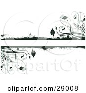 Poster, Art Print Of Dark Green Grunge And Leafy Plants Bordering A Text Bar On A White Background