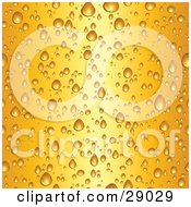 Background Of Wet Droplets On A Glass Of Cold Yellow Beer