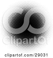 Clipart Illustration Of An Optical Illusion Background Of Black Dots Around A Black Center On A White Backgorund