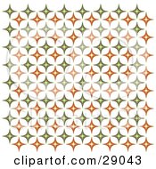 Poster, Art Print Of Retro Background Of Orange And Green Diamond Patterned Wallpaper