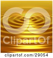 Poster, Art Print Of Bright Light Reflecting Off Of The Surface Of Golden Concentric Ripples