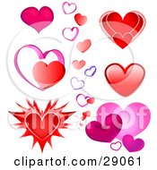 Set Of Pink Red And Purple Valentine Heart Designs On A White Background For Optimal Results Purchase The Vector File
