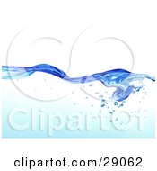 Clipart Illustration Of Flowing Clear Blue Purified Blue Water With Air Bubbles Underneath Over A White Background by Tonis Pan #COLLC29062-0042