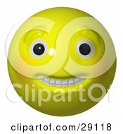Poster, Art Print Of Big Eyed Toothy Yellow Happy Head Smiley Face