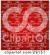 Poster, Art Print Of Red Background With White Intricate Designs Of Hearts And Vines