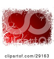 Clipart Illustration Of A Red Christmas Background Bordered By White Snow And Grasses