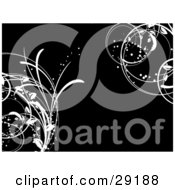 Clipart Illustration Of A Black Background With White Grasses And Spots
