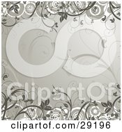 Clipart Illustration Of White Circles And Brown Plants Around A Beige Background With Faint Plants
