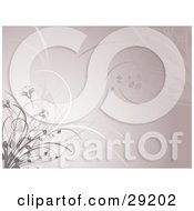 Clipart Illustration Of Grassy Flourishes In The Corners Of A Beige Background