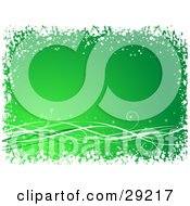 Clipart Illustration Of Sparkles Over Green And White Curly Waves On A Green Background Bordered By White Snowy Grunge