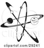 Clipart Illustration Of A Black Atom With Protons And Neurons Circling