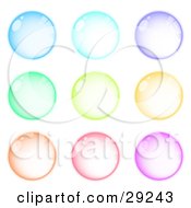 Clipart Illustration Of A Set Of Nine Blue Purple Green Orange Pink And Purple Orbs by beboy