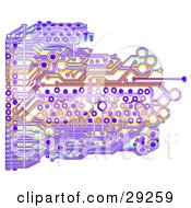 Clipart Illustration Of A Purple And Orange Circuit Board On A White Background