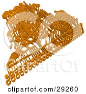 Poster, Art Print Of Orange Circuit Board Over A White Background