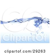 Poster, Art Print Of Background Of Flowing Blue Pure Water With Droplets Under The Surface