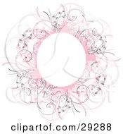 Circular Pink Grunge Floral Frame With A Blank Center