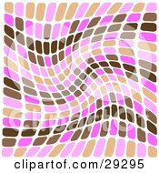 Clipart Illustration Of A Retro Background Of Brown And Pink Squares Waving On White