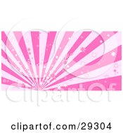 Clipart Illustration Of A Light And Dark Pink Striped Bursting Background Of Little Stars