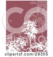 Clipart Illustration Of White And Faded Foliage Of Plants Over A Pink Background