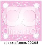 Pink Border Of White Bursts And Swirls With A Blank Center Great For Scrapbooking Or Backgrounds