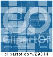 Poster, Art Print Of Retro Background Pattern Of Blue Rectangles With White Outlines