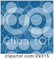 Clipart Illustration Of A Retro Patterned Background Of Blue And Light Blue Circles And White Outlines