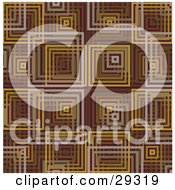 Retro Pattern Of Gray Brown Orange And Yellow Square Background