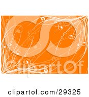 Clipart Illustration Of An Orange Background With White Sparkly Curling Grasses