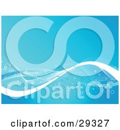 Clipart Illustration Of Blue And White Rings And Sparkles With Waves On A Blue Background