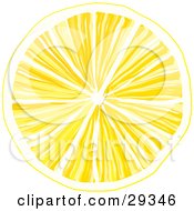 Clipart Illustration Of A Slice Of Yellow Lemon With Juicy Pulp Over A White Background by suzib_100 #COLLC29346-0076