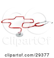 Red Stethoscope Forming The Shape Of A Cross