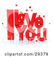 Bright Red I Love You Text With Little Hearts On A Reflective White Surface