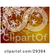 Clipart Illustration Of A Brown Background Of Orange White And Brown Plants