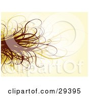 Poster, Art Print Of Dark Brown And Orange Grasses On The Left Side Of A Beige Background