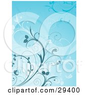 Poster, Art Print Of Background Of Dark Light And Medium Blue Plants