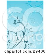 Clipart Illustration Of A Background Of Dark Light And Medium Blue Plants