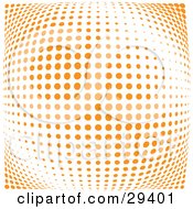 Poster, Art Print Of Background Of Orange Dots On White Emerging Outwards Like An Orb