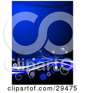 Poster, Art Print Of Deep Blue Background With White Black And Blue Vines And Circles