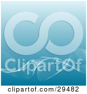 Clipart Illustration Of A Gradient White To Blue Background With Waves Of White Along The Bottom